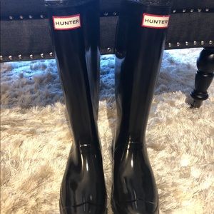 Hunter boots in black gloss